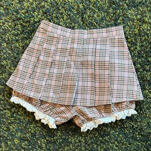 JK Studio Plaid Pleated Miniskirt with Bloomers